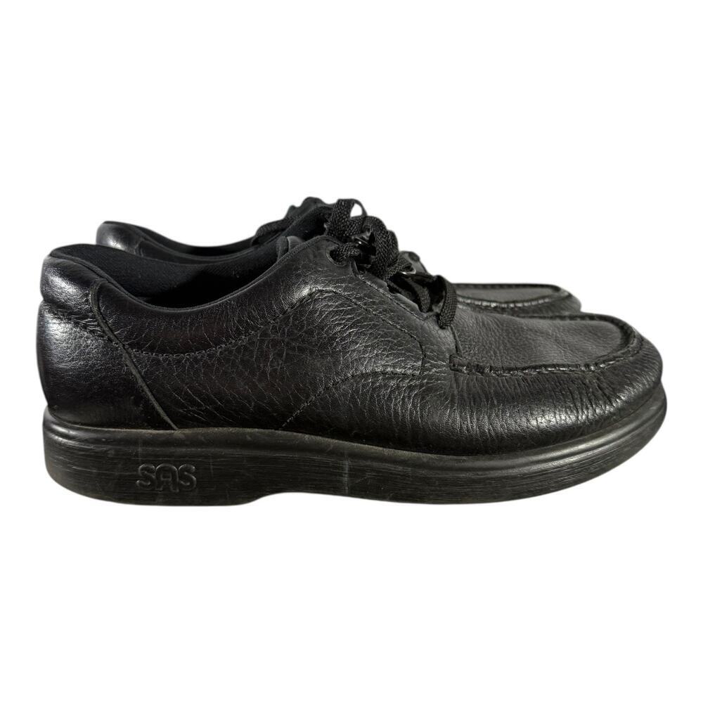 SAS Bout Time Shoes Men’s Size 8.5 M Black Leather Moc Toe Lace Up Comfort